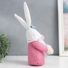 Кукла интерьерная "Гном в шапке с зайчьими ушами, с пасхальным яичком" розовый 30х11х11 см - Фото 2