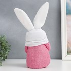 Кукла интерьерная "Гном в шапке с зайчьими ушами, с пасхальным яичком" розовый 30х11х11 см - Фото 3
