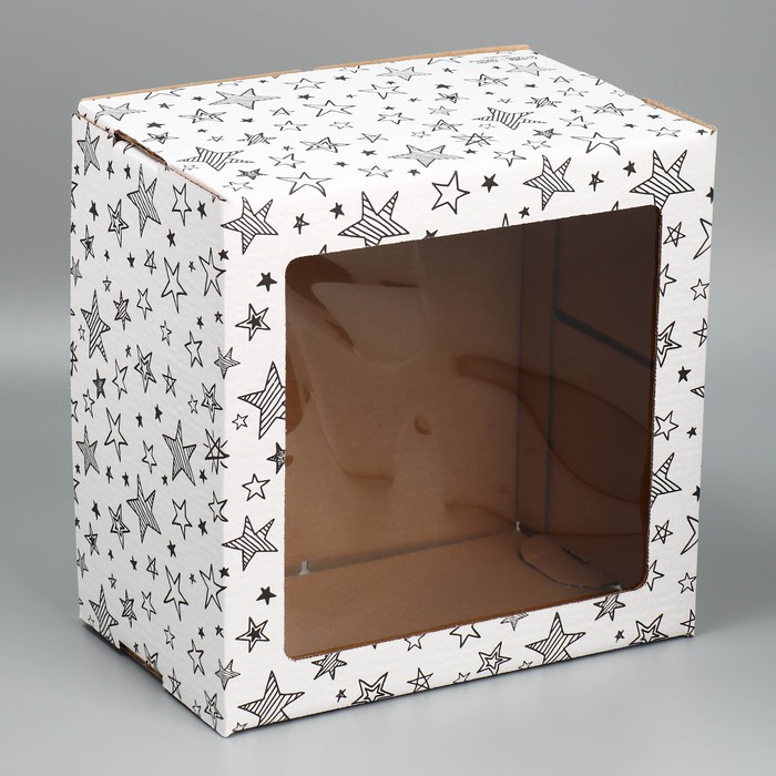 Коробка для торта с окном «Звёзды» 30 х 30 х 19 см 9285722