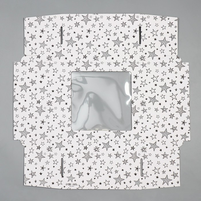 Коробка для торта с окном «Звёзды» 30 х 30 х 19 см 9285722