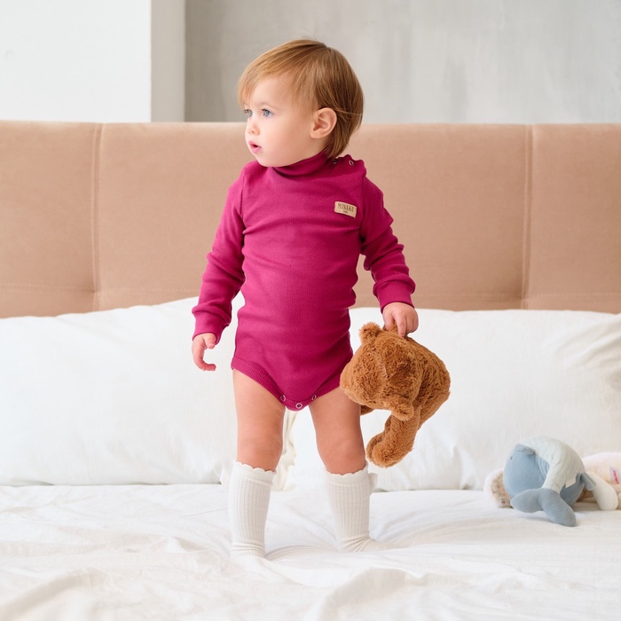 Боди-водолазка детская MINAKU, малиновое, рост 74-80 см - Фото 1