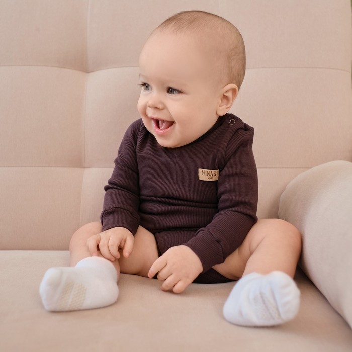 Боди-водолазка детская MINAKU, коричневое, рост 80-86 см - Фото 1