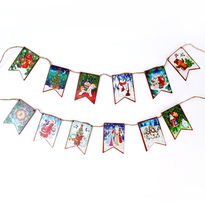 Набор «Новогодние флажки», 12 деталей - Фото 1