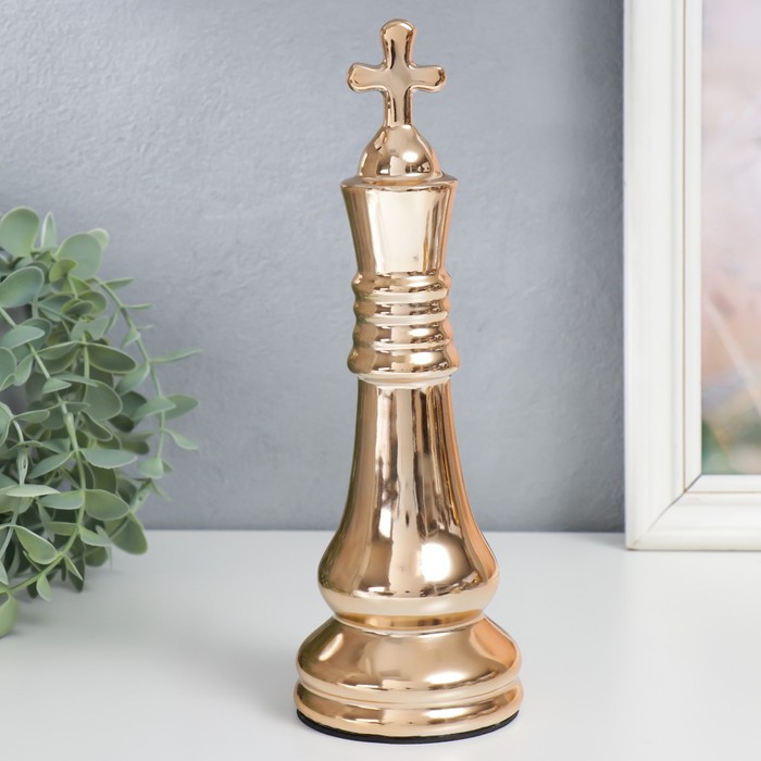 Сувенир керамика "Шахматная фигура. Король" золото 25х8,2х8,2 см - Фото 1