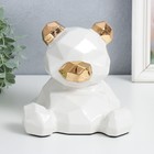 Сувенир керамика "Белый мишка , золотые уши и нос" 17,5х15,5х16,5 см - Фото 1