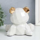 Сувенир керамика "Белый мишка , золотые уши и нос" 17,5х15,5х16,5 см - Фото 3