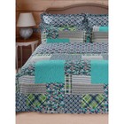 Покрывало стёганое и наволочки Patchwork green, размер 150х200 см, 50х70 см, цвет серый - фото 302686183