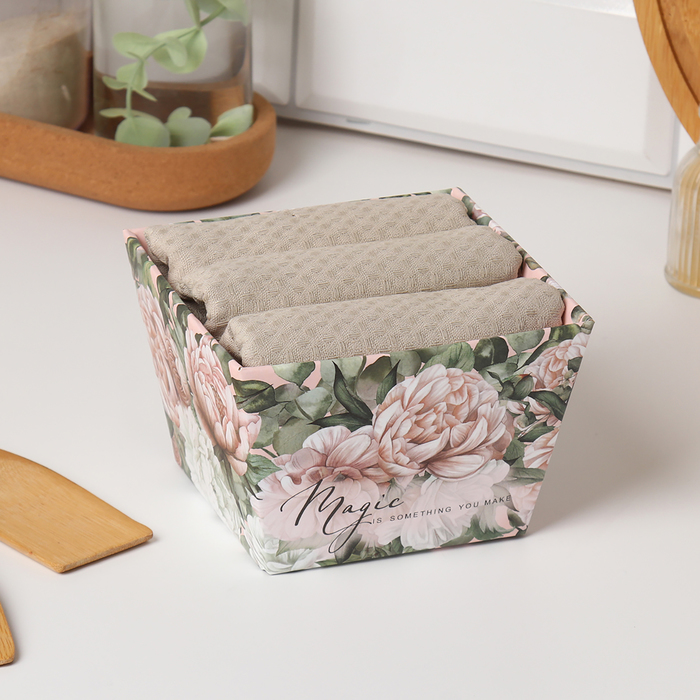 Набор полотенец «Этель. Пионы», 35×60 см - 3 шт., 100% хлопок - Фото 1