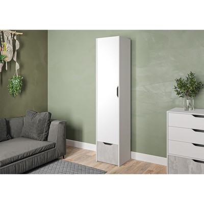 Шкаф – пенал «Клик Мебель. Мико», с полками, 440×420×2050 мм, цвет белый бриллиант/бетон