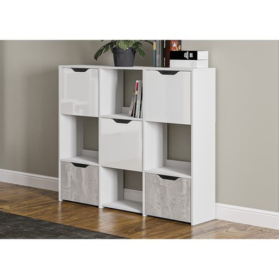 Стеллаж кубический «Клик Мебель. Мико», 3 секции, 1290×320×1150 мм, цвет белый/бриллиант/бетон