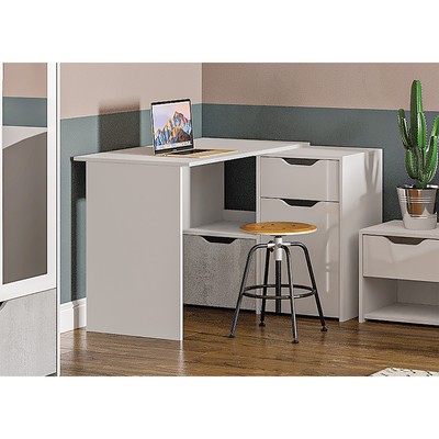 Стол угловой «Клик Мебель. Мико», правый, 1100×960×750 мм, цвет белый/бриллиант/бетон