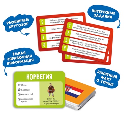 Игра настольная ГЕОДОМ «Мегафлагомания», 200 карточек, МИКС