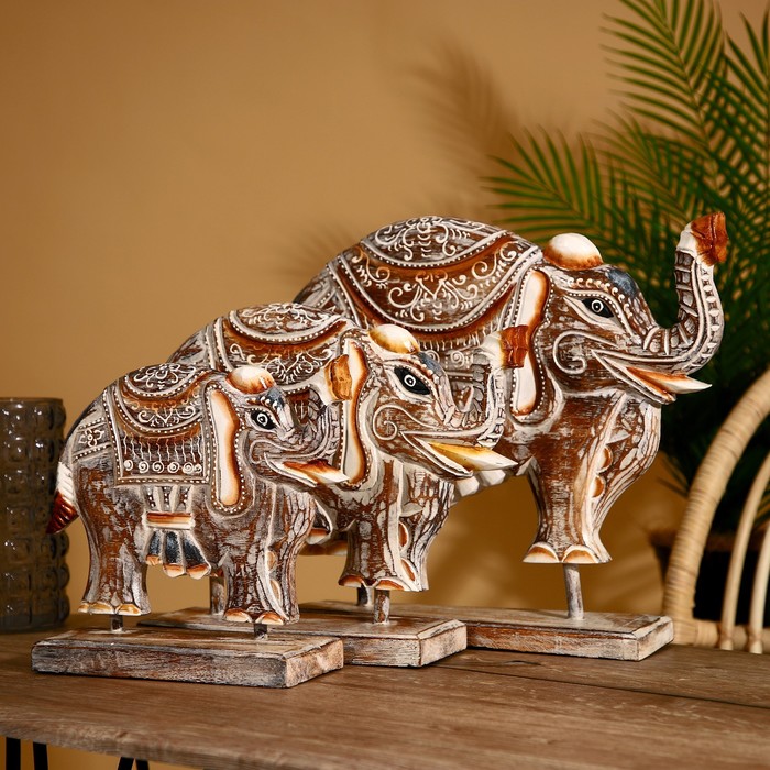 Сувенирный набор Слоны албезия (набор 3 шт) 40,25 и 20 см
