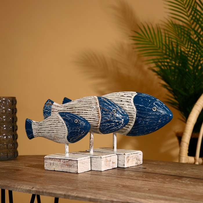 Сувенир «Рыбки», набор 3 шт., дерево албезия - Фото 1