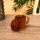 Кружка с крышкой, 11×8.5×10.5 см, тиковое дерево - Фото 2