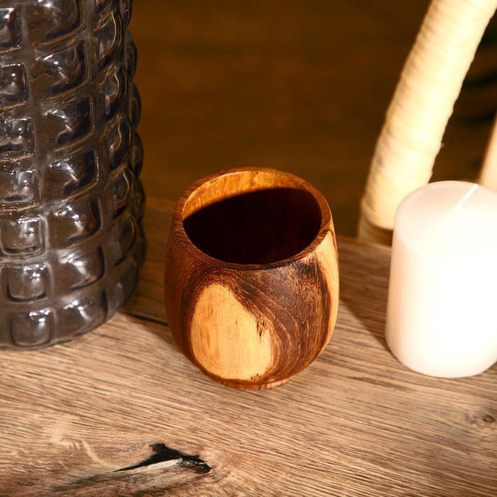 Стакан, 8×8×8 см, тиковое дерево - Фото 1