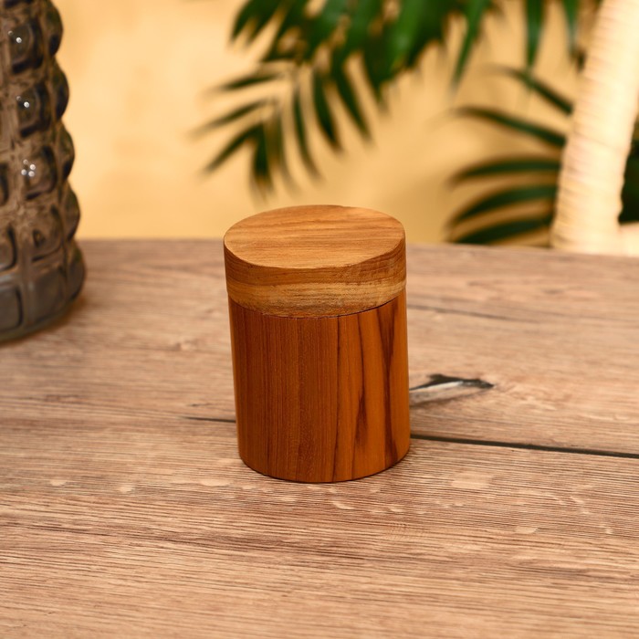 Баночка для приправы, 7×7×9 см, тиковое дерево - Фото 1
