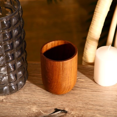Стакан, 8×8×10 см, тиковое дерево