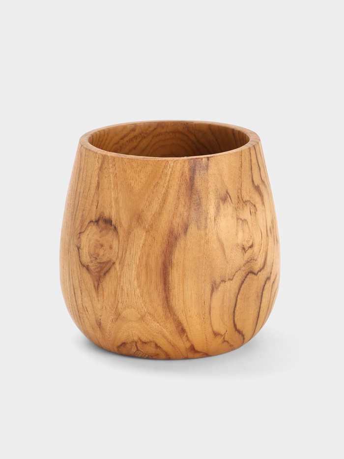 Стакан, 10×10×9 см, тиковое дерево - Фото 1