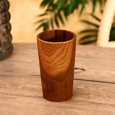 Стакан, 8×8×13 см, тиковое дерево