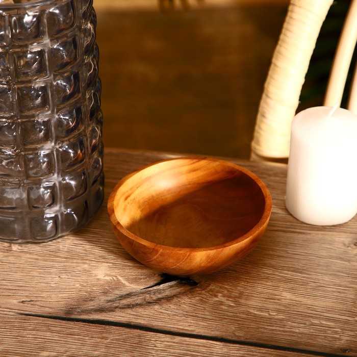 Миска, 12×12×4 см, тиковое дерево - Фото 1