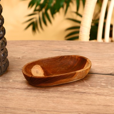 Тарелка, 17×11×3 см, тиковое дерево