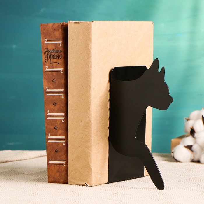 Держатель-подставка для книг "Кот", черный, 1шт - Фото 1