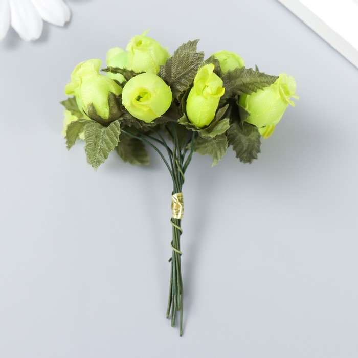 Цветы для декорирования "Роза Бланка" светло-зелёный 1 букет=12 цветов 10 см