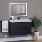 Тумба с раковиной подвесная Uperwood Tanos 80 см, цвет черный - Фото 5