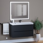 Тумба с раковиной Uperwood Tanos 90 см, подвесная, черная - Фото 5