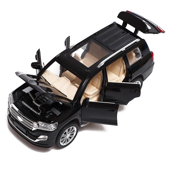 Машина металлическая Toyota Land Cruiser, масштаб 1:24, открываются двери, капот, багажник, цвет чёрный - фото 1903215883