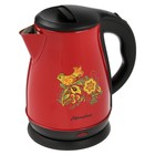 Чайник электрический "Матрёна" MA-003, металл, 1.7 л, 1500 Вт, бордовый с рисунком "Хохлома" - фото 9859872