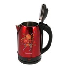 Чайник электрический "Матрёна" MA-005, металл, 2 л, 1500 Вт, красный с рисунком "Хохлома" - фото 9175663