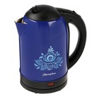 Чайник электрический "Матрёна" MA-005, металл, 2 л, 1500 Вт, сине-чёрный с рисунком "Гжель" - фото 51337483