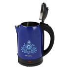 Чайник электрический "Матрёна" MA-005, металл, 2 л, 1500 Вт, сине-чёрный с рисунком "Гжель" - фото 6759941