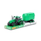 Трактор «Прогресс» с прицепом для перевозки животных, инерционный, цвет зелёный - фото 10129767