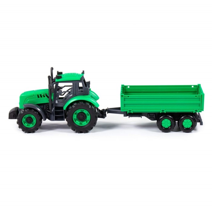 Трактор «Прогресс» с бортовым прицепом, инерционный, цвет зелёный - фото 1911845007