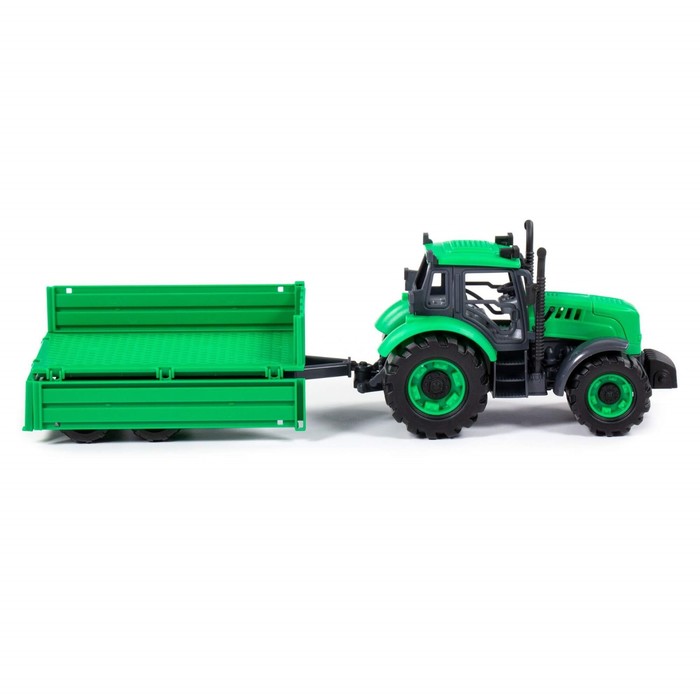 Трактор «Прогресс» с бортовым прицепом, инерционный, цвет зелёный - фото 1911845010