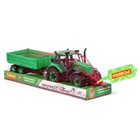 Трактор «Прогресс» с бортовым прицепом, инерционный, цвет зелёный - фото 21923173