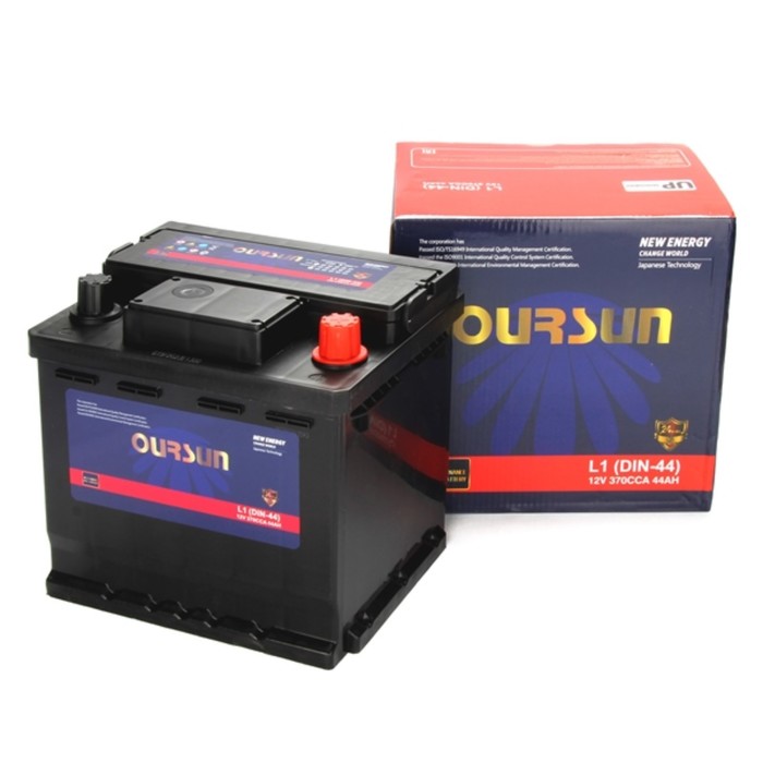 Автомобильный аккумулятор OURSUN DIN L1, 44 Ah, 370 A, 206×174×190, обратная полярность - Фото 1