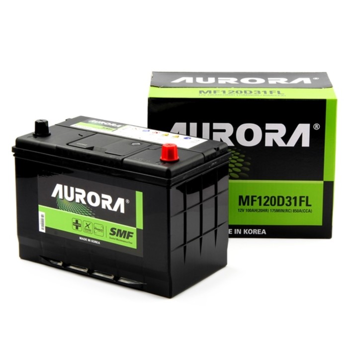 Аккумулятор AURORA JIS MF-120D31FL, 100 Ah, 850 A, 302x172x220, обратная полярность