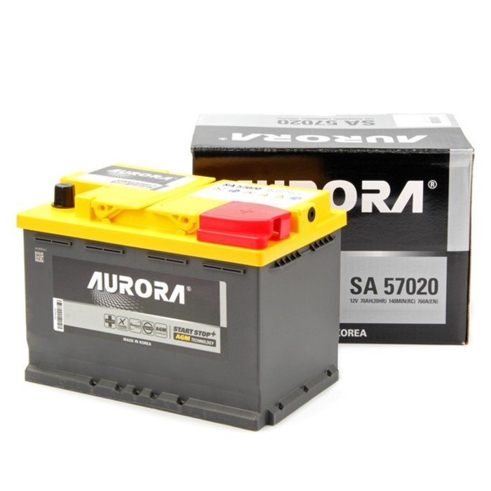 Аккумулятор AURORA DIN AGM 57020 L3, 70 Ah, 760 A, 277x174x190, обратная полярность - Фото 1