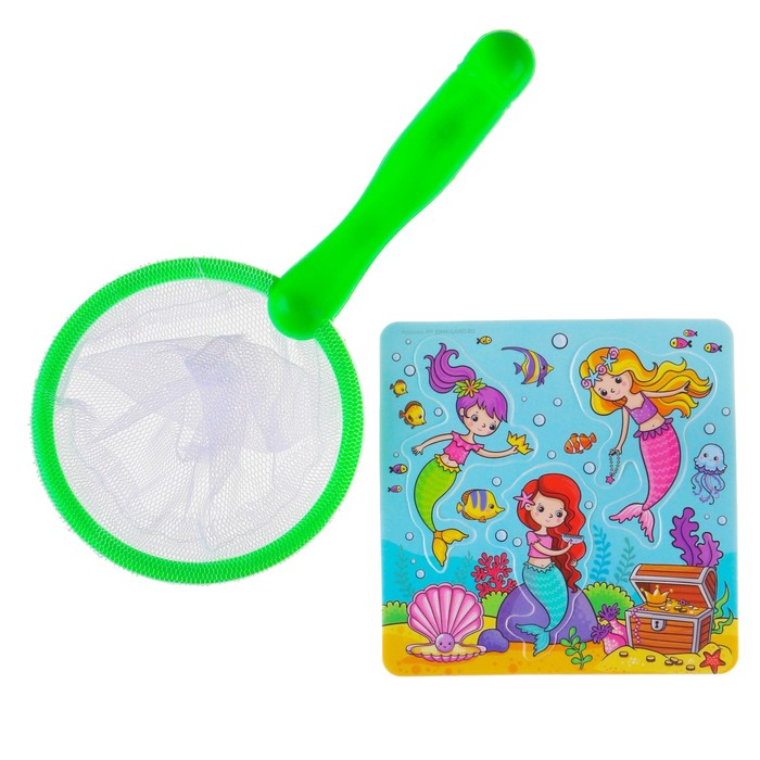 Набор для игры в ванне «Рыбалка: Русалочки», сачок, мягкий пазл 58758