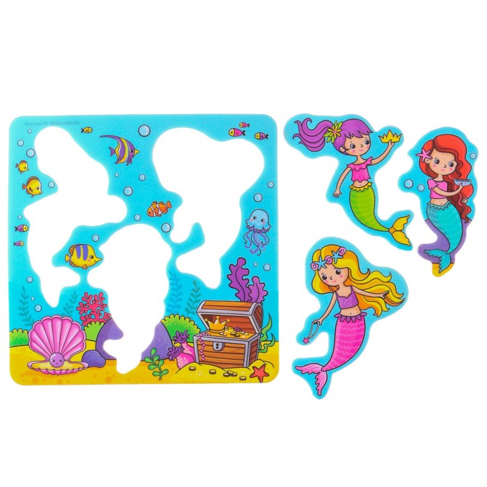 Набор для игры в ванне «Рыбалка: Русалочки», сачок, мягкий пазл 58758