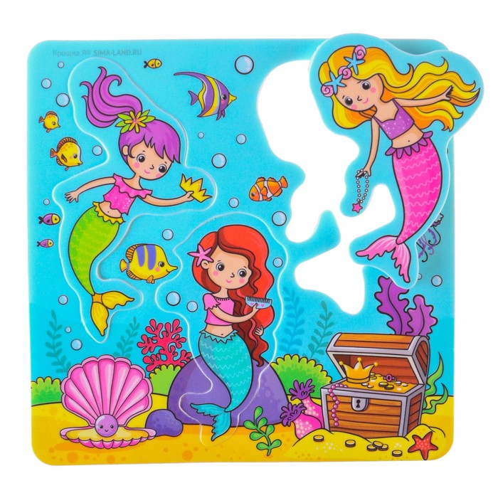 Набор для игры в ванне «Рыбалка: Русалочки», сачок, мягкий пазл 58758