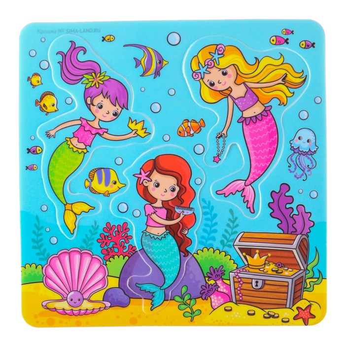 Набор для игры в ванне «Рыбалка: Русалочки», сачок, мягкий пазл 58758