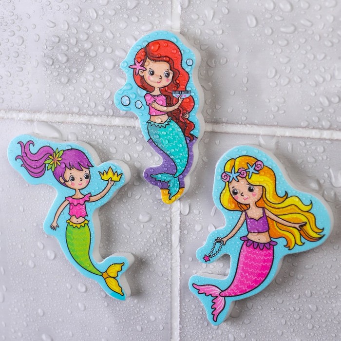 Набор для игры в ванне «Рыбалка: Русалочки», сачок, мягкий пазл 58758