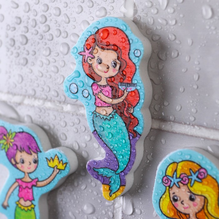 Набор для игры в ванне «Рыбалка: Русалочки», сачок, мягкий пазл 58758