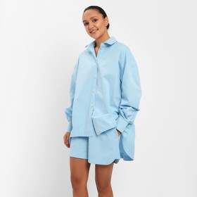 Костюм женский (рубашка, шорты) MINAKU: Oversize цвет голубой, размер 44