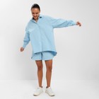 Костюм женский (рубашка, шорты) MINAKU: Oversize цвет голубой, размер 46 - Фото 6